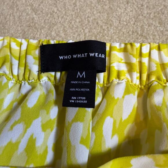 Who What Wear Yellow Leopard Print Skirt Medium Tiered Midi Bold Bright EUC - Picture 3 of 4